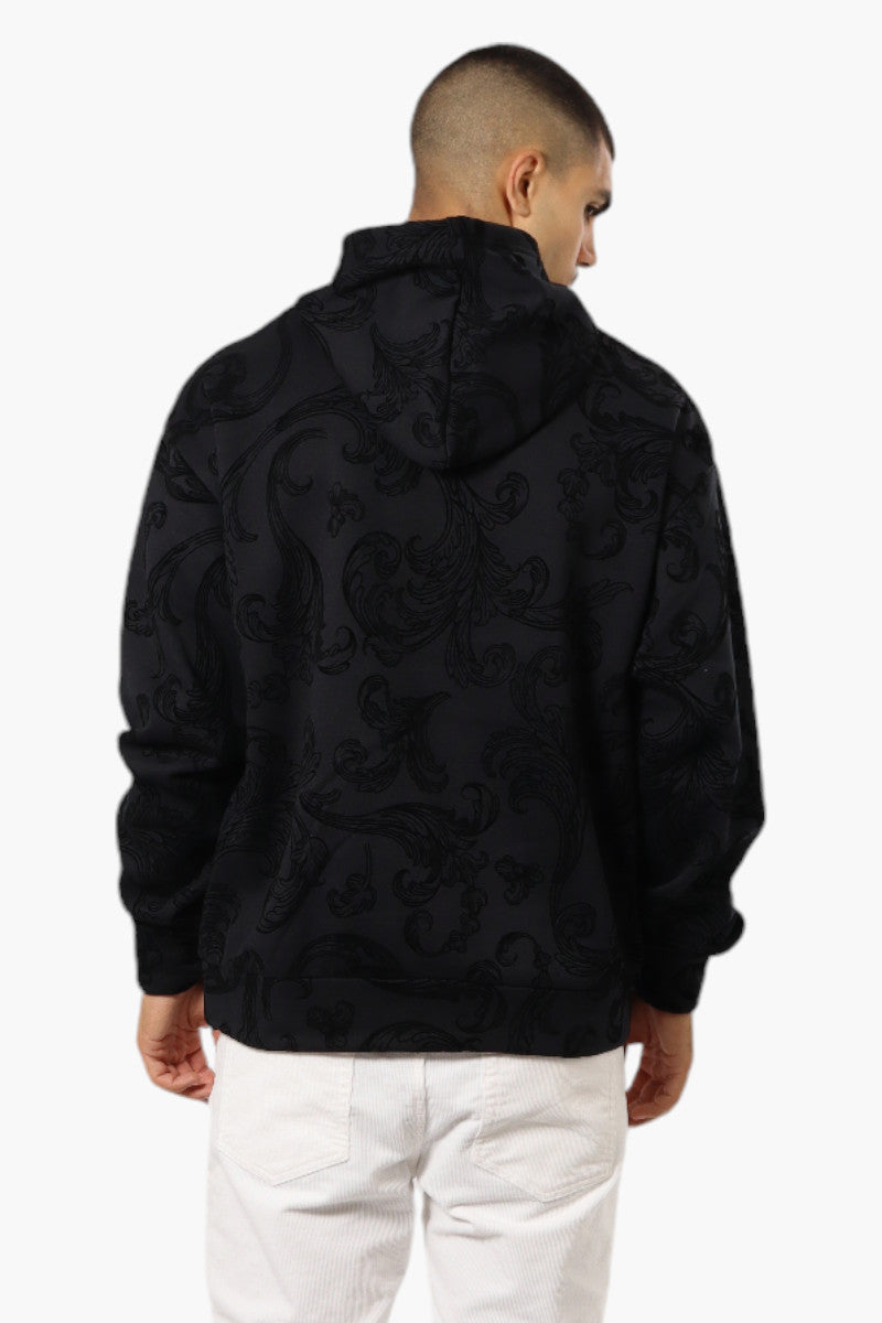 Essentials By Drill Clothing Flocked Patterned Drop Shoulder Hoodie - Black - Mens Hoodies & Sweatshirts - International Clothiers