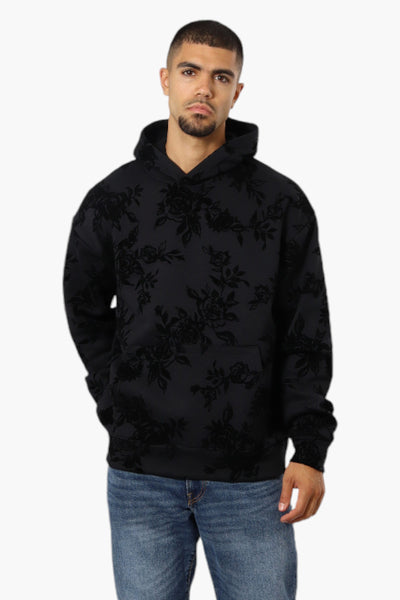 Essentials By Drill Clothing Flocked Floral Drop Shoulder Hoodie - Black - Mens Hoodies & Sweatshirts - International Clothiers