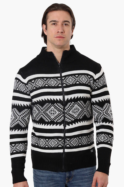 Canada Weather Gear Patterned Zip Up Pullover Sweater - Black - Mens Pullover Sweaters - International Clothiers