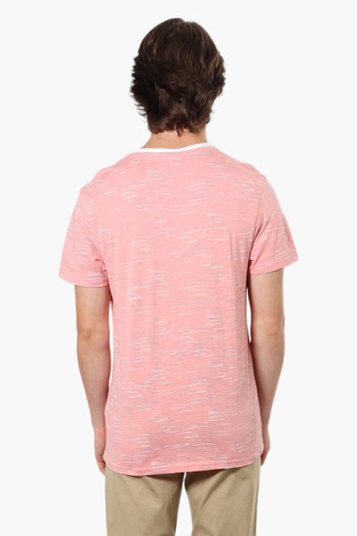 Urbanology Patterned V-Neck Henley Tee - Pink - Mens Tees & Tank Tops - International Clothiers