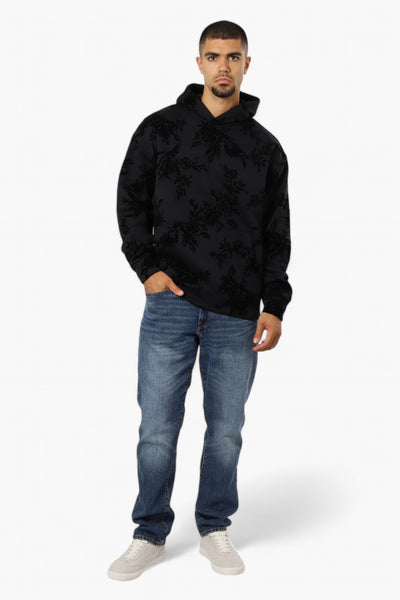 Essentials By Drill Clothing Flocked Floral Drop Shoulder Hoodie - Black - Mens Hoodies & Sweatshirts - International Clothiers