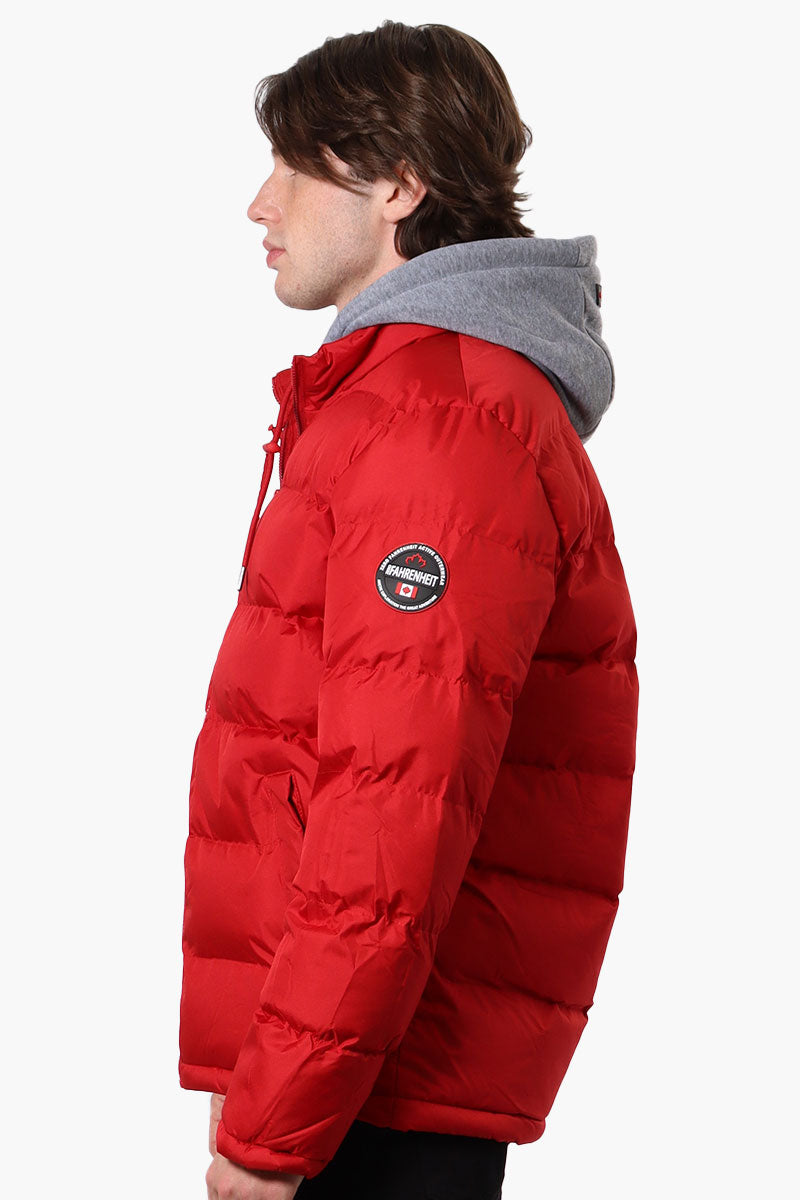 Fahrenheit Fleece Hood Bubble Bomber Jacket - Red - Mens Bomber Jackets - International Clothiers