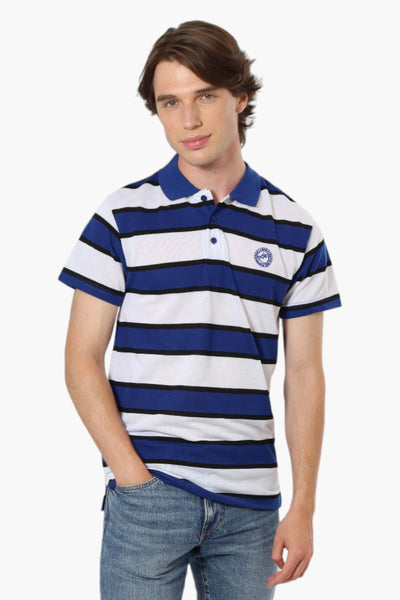 Canada Weather Gear Striped Button Up Polo Shirt - Blue - Mens Polo Shirts - International Clothiers