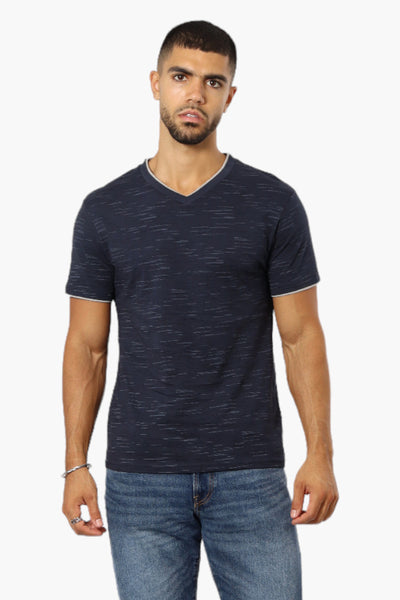 Urbanology Patterned V-Neck Tee - Navy - Mens Tees & Tank Tops - International Clothiers