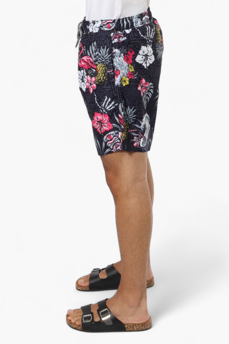 Boardsports Tropical Pattern Tie Waist Shorts - Black - Mens Shorts & Capris - International Clothiers