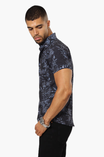 Jay Y. Ko Floral Short Sleeve Button Up Casual Shirt - Black - Mens Casual Shirts - International Clothiers