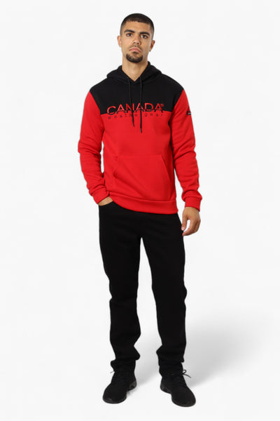 Canada Weather Gear Colour Block Embroidered Logo Hoodie - Red - Mens Hoodies & Sweatshirts - International Clothiers