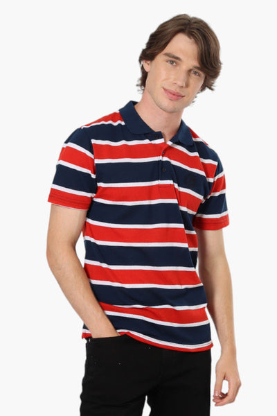 Canada Weather Gear Striped Button Up Polo Shirt - Navy - Mens Polo Shirts - International Clothiers