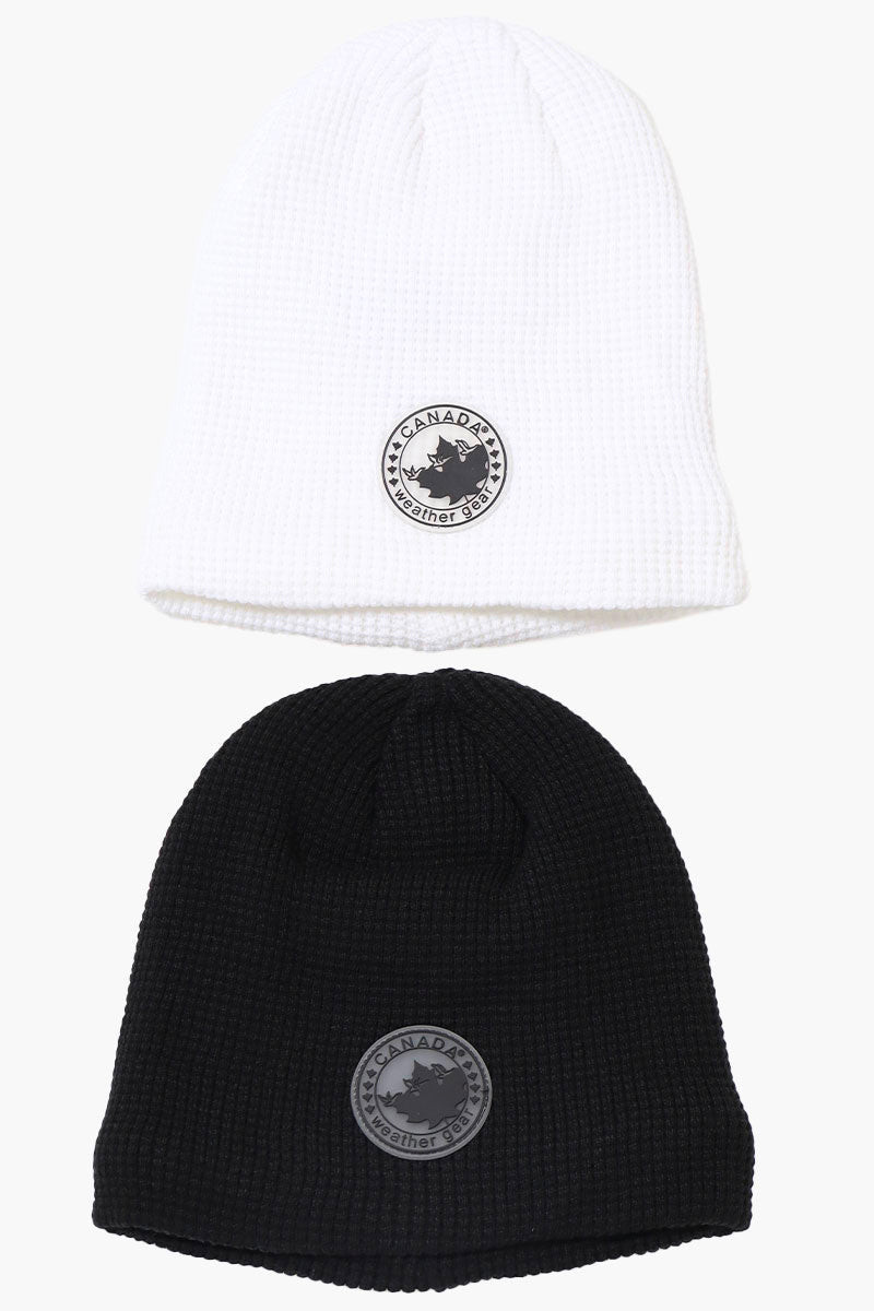 Canada Weather Gear 2 Pack Plush Lined Beanie Hat - White - Mens Hats - International Clothiers