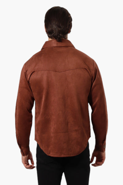 Urbanology Button Up Suede Lightweight Jacket - Brown - Mens Lightweight Jackets - International Clothiers