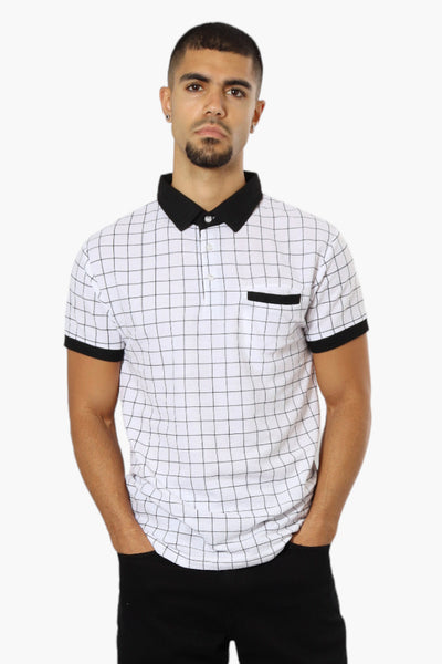 Jay Y. Ko Grid Pattern Polo Shirt - White - Mens Polo Shirts - International Clothiers