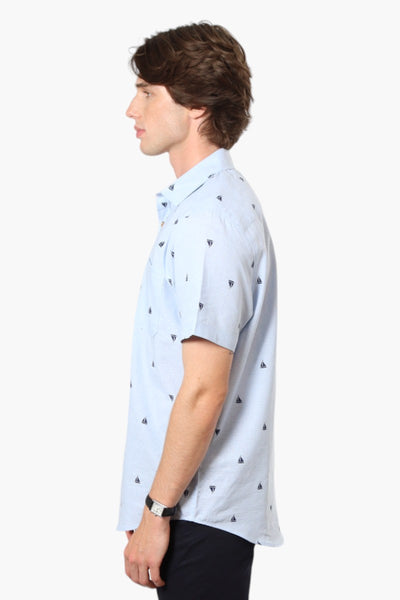Jay Y. Ko Boat Pattern Button Up Casual Shirt - Blue - Mens Casual Shirts - International Clothiers