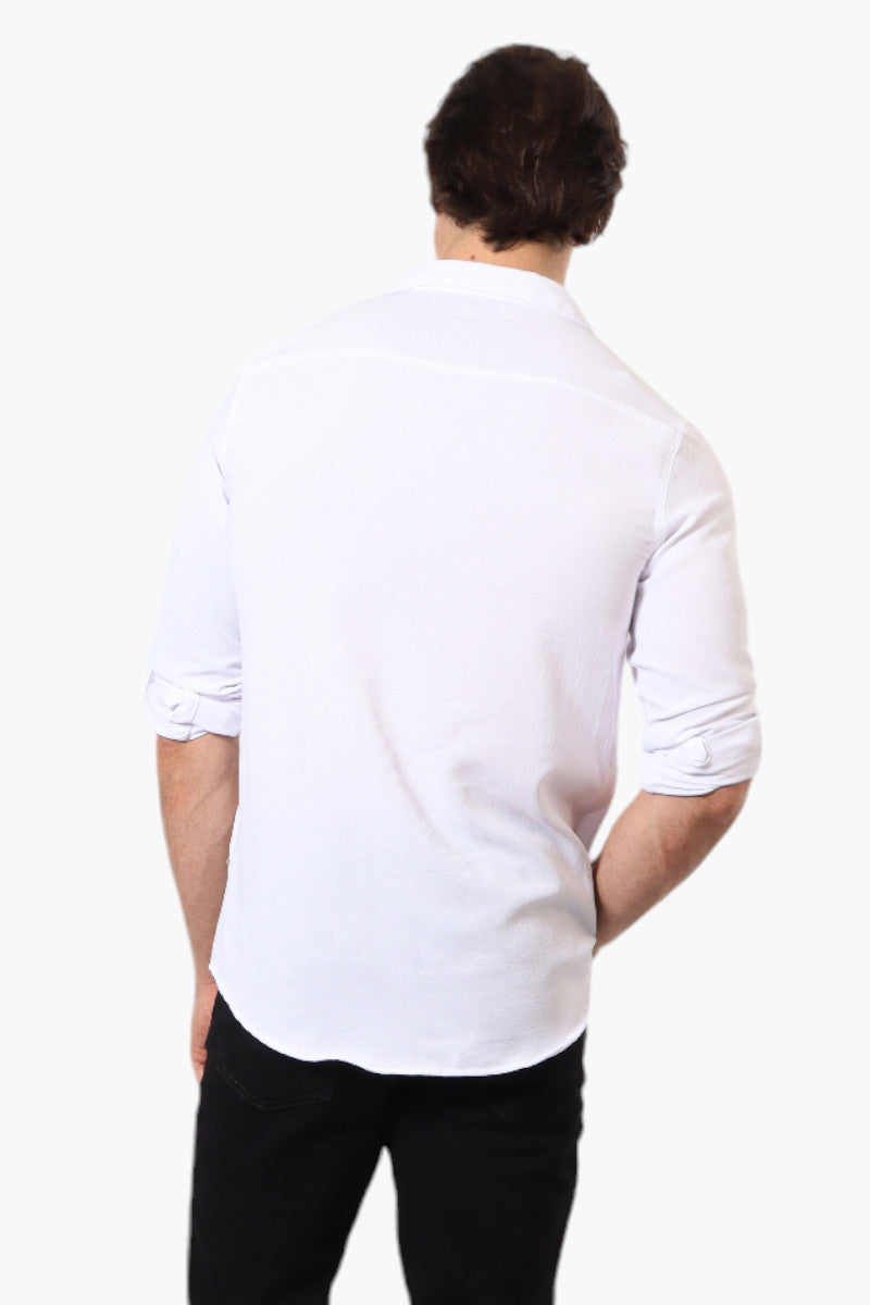 Urbanology Button Up Roll Up Sleeve Casual Shirt - White - Mens Casual Shirts - International Clothiers