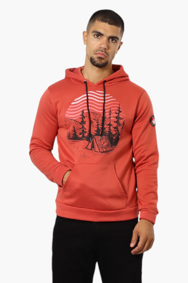 Canada Weather Gear Camping Print Hoodie - Coral - Mens Hoodies & Sweatshirts - International Clothiers