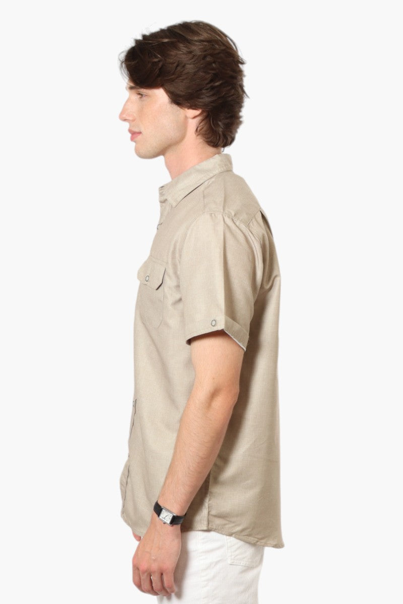 Vroom & Dreesmann Button Up Flap Pocket Casual Shirt - Beige - Mens Casual Shirts - International Clothiers