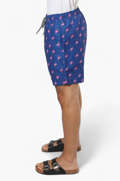 Boardsports Flamingo Pattern Tie Waist Shorts - Blue - Mens Shorts & Capris - International Clothiers