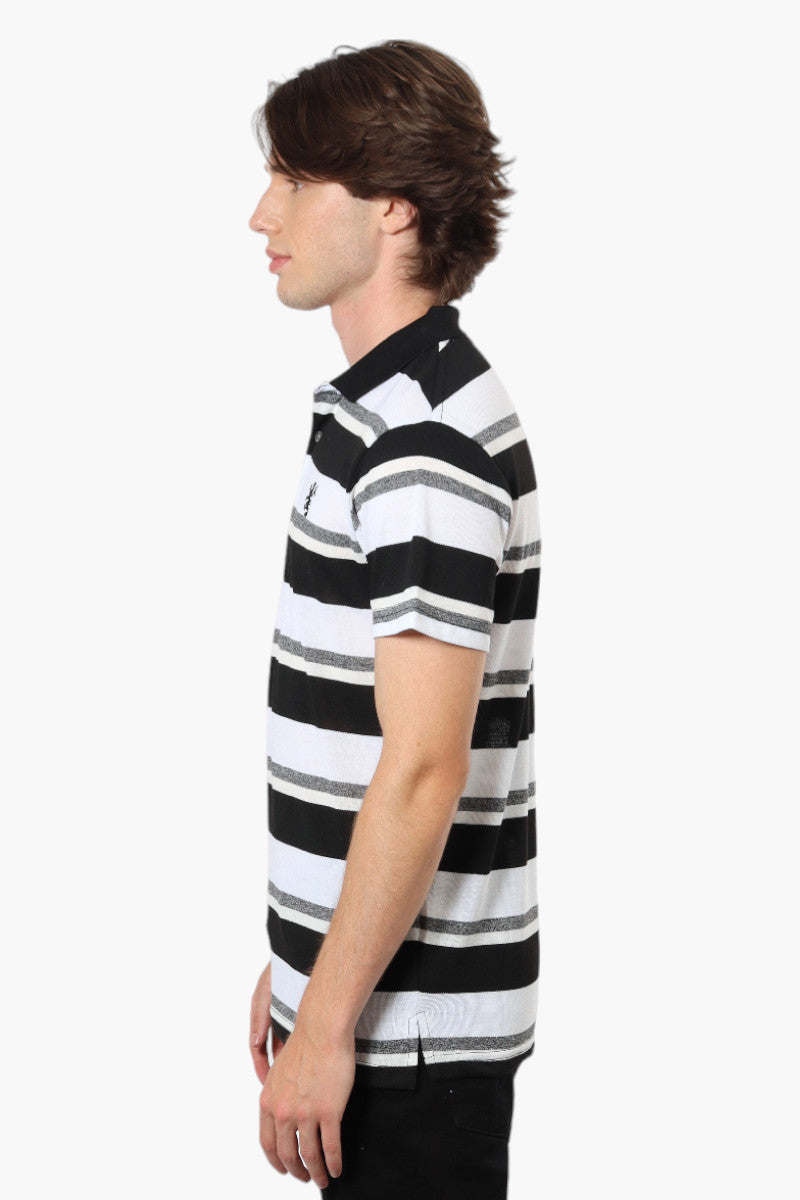 Vroom & Dreesman Striped Button Up Polo Shirt - Black - Mens Polo Shirts - International Clothiers