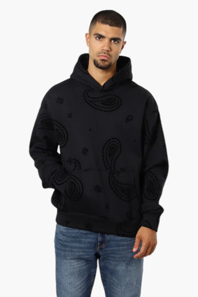 Essentials By Drill Clothing Flocked Patterned Drop Shoulder Hoodie - Black - Mens Hoodies & Sweatshirts - International Clothiers