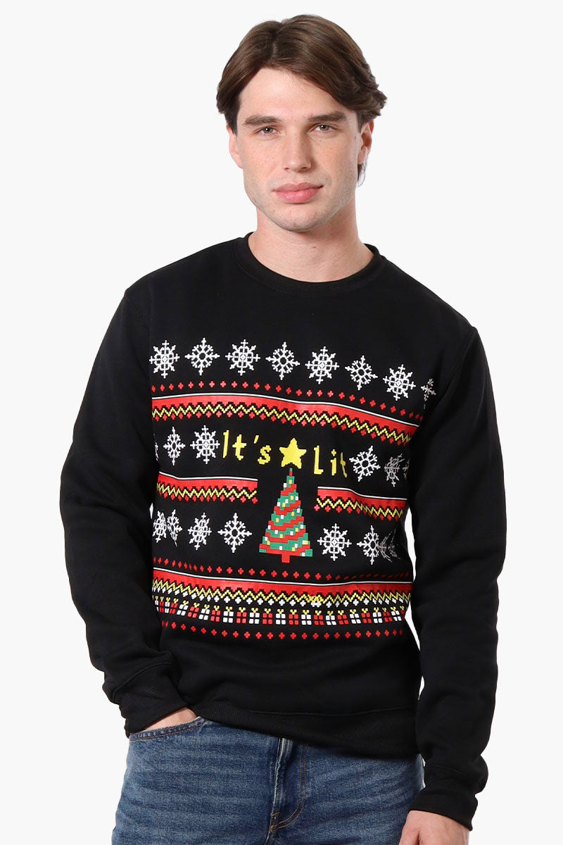 Ugly Christmas Sweater It's Lit Print Christmas Sweater - Black - Mens Christmas Sweaters - International Clothiers