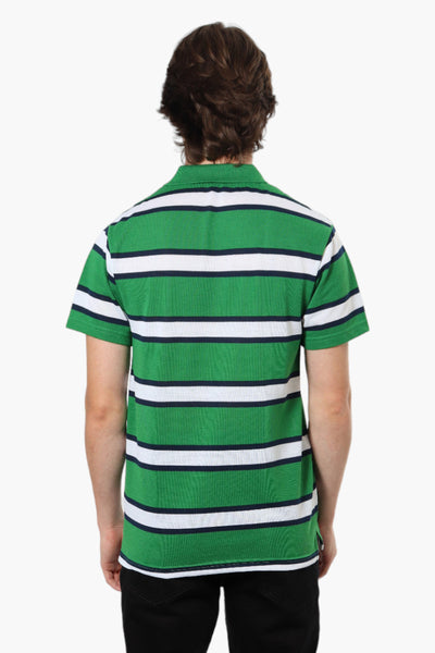 Vroom & Dreesman Striped Button Up Polo Shirt - Green - Mens Polo Shirts - International Clothiers