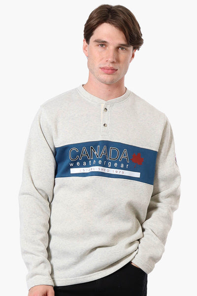 Canada Weather Gear Fleece Henley Sweatshirt - Stone - Mens Hoodies & Sweatshirts - International Clothiers