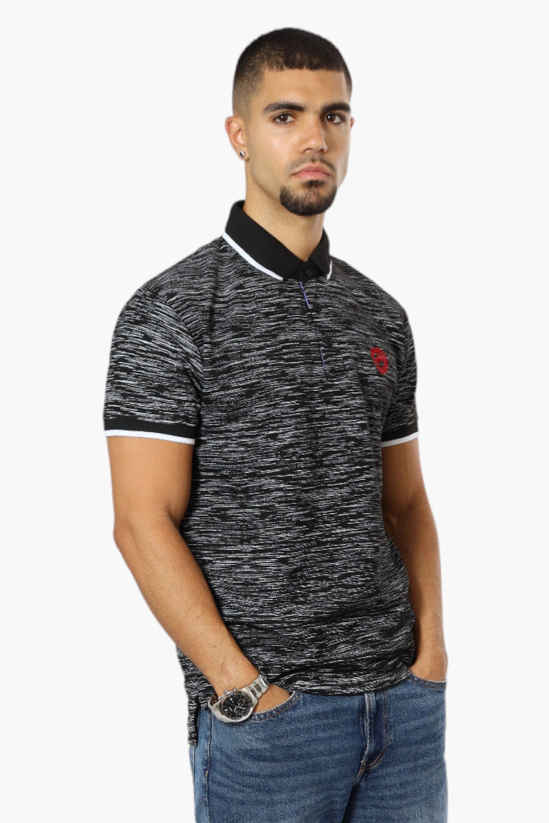 Canada Weather Gear Patterned Stripe Detail Polo Shirt - Black - Mens Polo Shirts - International Clothiers