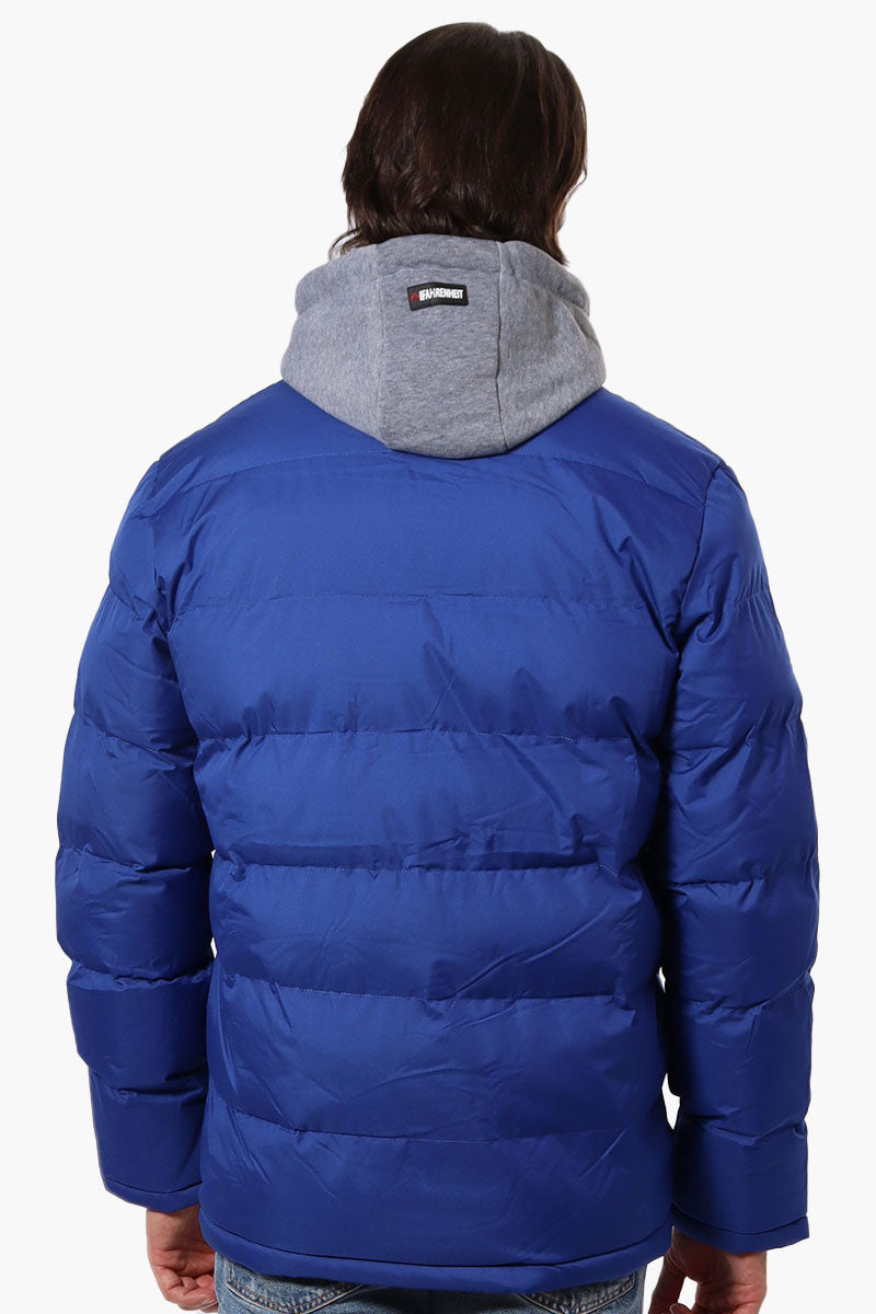 Fahrenheit Fleece Hood Bubble Bomber Jacket - Blue - Mens Bomber Jackets - International Clothiers