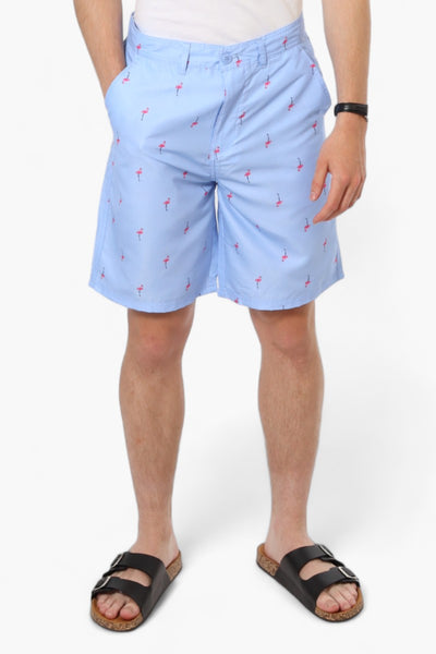 Vroom & Dreesmann Flamingo Pattern Button Fly Shorts - Blue - Mens Shorts & Capris - International Clothiers