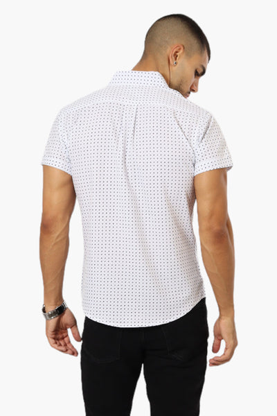 Jay Y. Ko Patterned Short Sleeve Button Up Casual Shirt - White - Mens Casual Shirts - International Clothiers