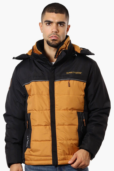 Super Triple Goose Contrast Detail Bubble Bomber Jacket - Brown - Mens Bomber Jackets - International Clothiers