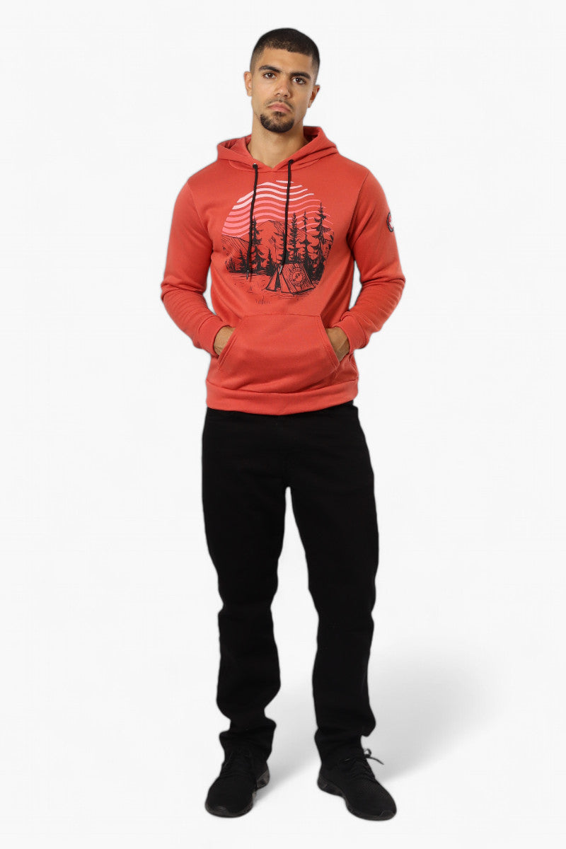 Canada Weather Gear Camping Print Hoodie - Coral - Mens Hoodies & Sweatshirts - International Clothiers