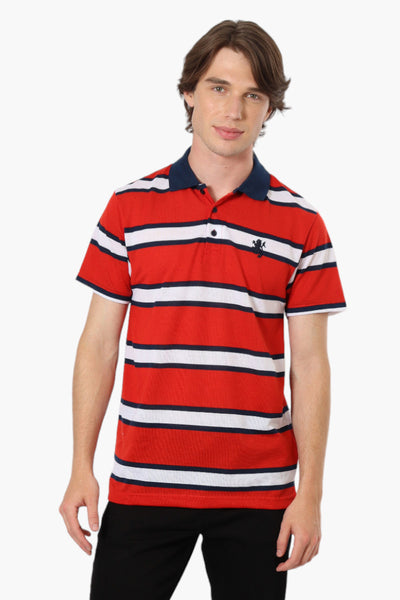 Vroom & Dreesman Striped Button Up Polo Shirt - Red - Mens Polo Shirts - International Clothiers