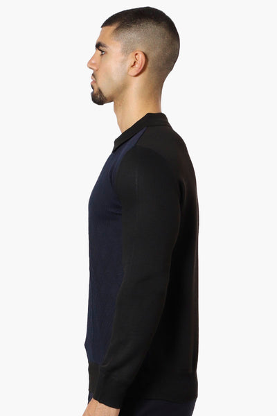 Jay Y. Ko Diamond Pattern Polo Pullover Sweater - Navy - Mens Pullover Sweaters - International Clothiers