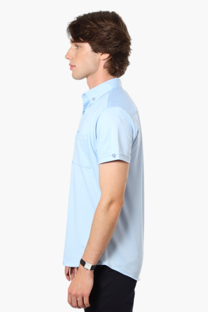 Jay Y. Ko Button Down Front Pocket Casual Shirt - Blue - Mens Casual Shirts - International Clothiers