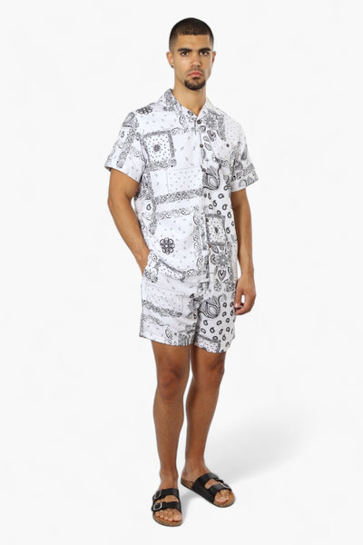 Boardsports Palm Patterned Tie Waist Shorts - White - Mens Shorts & Capris - International Clothiers