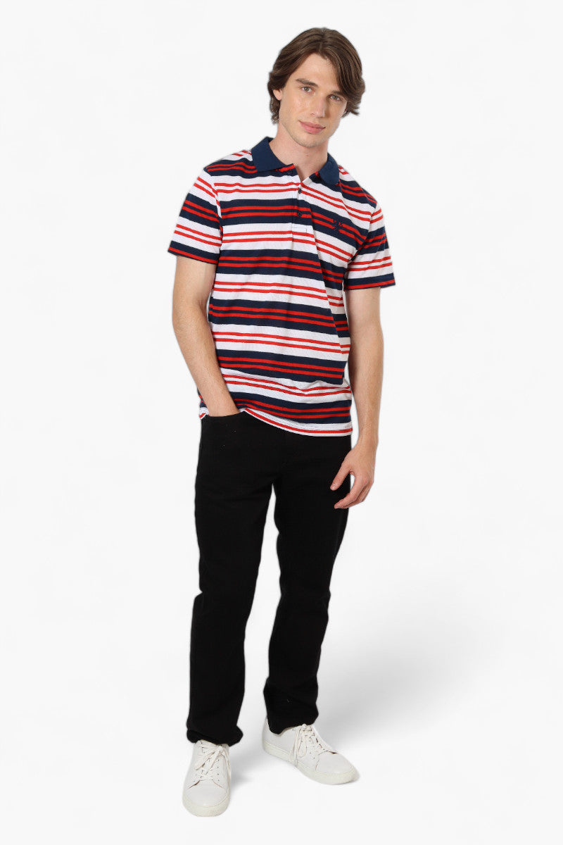 Vroom & Dreesman Striped Button Up Polo Shirt - Red - Mens Polo Shirts - International Clothiers