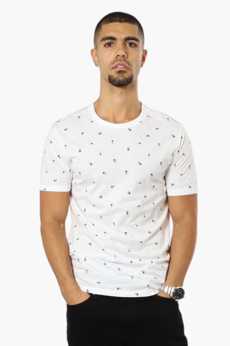 Boardsports Palm Tree Pattern Crewneck Tee - White - Mens Tees & Tank Tops - International Clothiers