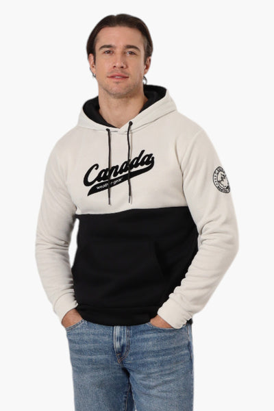 Canada Weather Gear Colour Block Chest Logo Hoodie - Cream - Mens Hoodies & Sweatshirts - International Clothiers