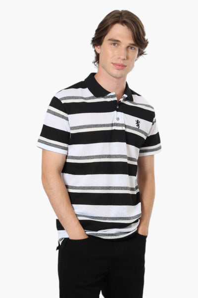 Vroom & Dreesman Striped Button Up Polo Shirt - Black - Mens Polo Shirts - International Clothiers