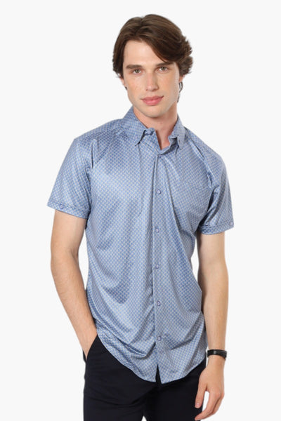 Jay Y. Ko Patterned Button Up Casual Shirt - Blue - Mens Casual Shirts - International Clothiers