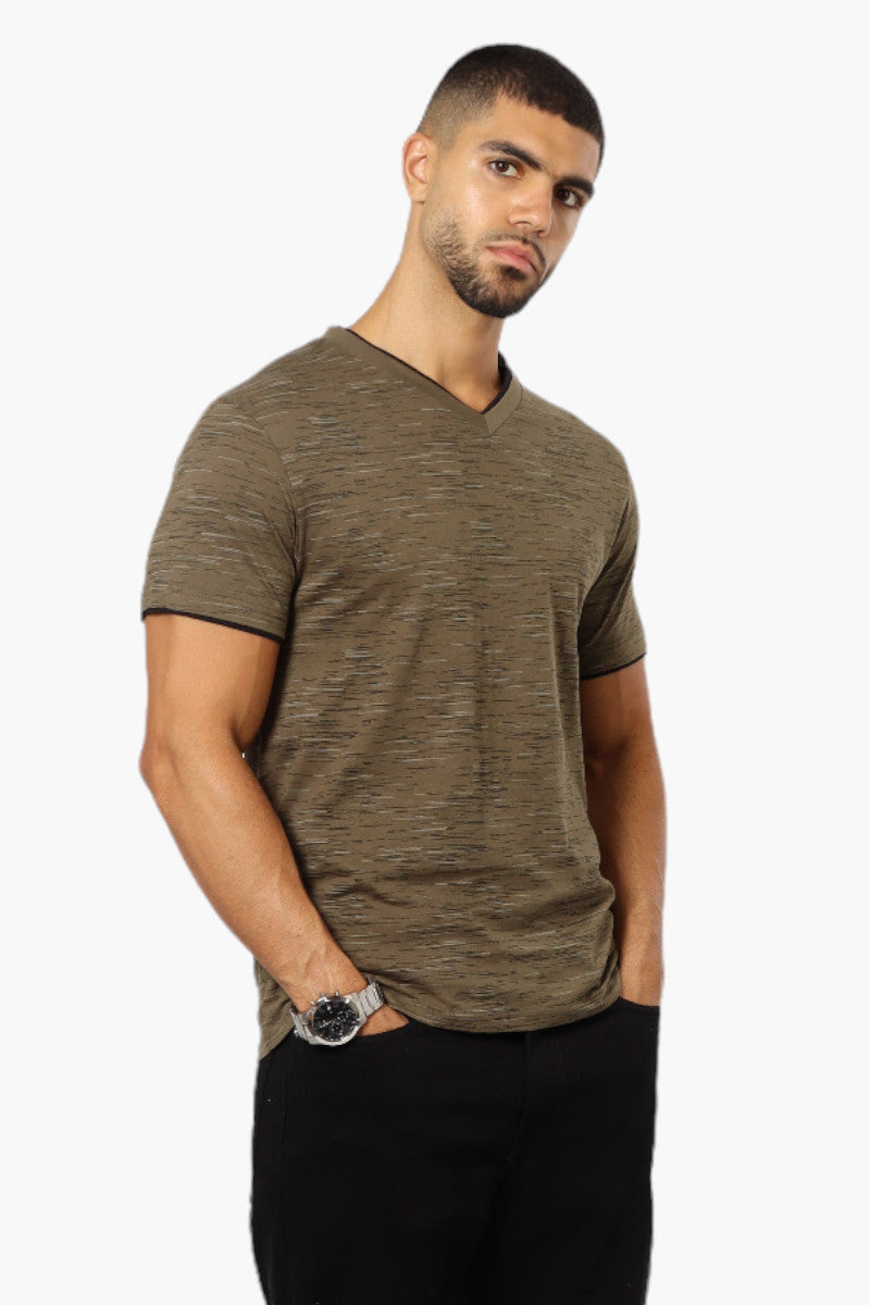 Urbanology Patterned V-Neck Tee - Olive - Mens Tees & Tank Tops - International Clothiers