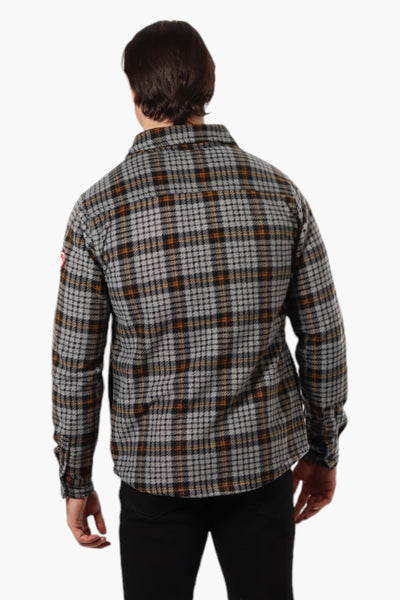 Canada Weather Gear Plaid Fleece Button Up Shacket - Grey - Mens Lightweight Jackets - International Clothiers