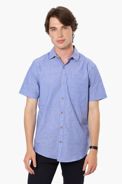 Jay Y. Ko Button Up Linen Casual Shirt - Blue - Mens Casual Shirts - International Clothiers