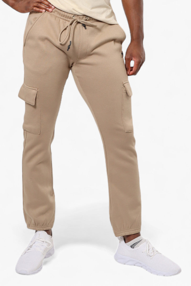 Essentials Solid Tie Waist Cargo Joggers - Beige - Mens Joggers & Sweatpants - International Clothiers