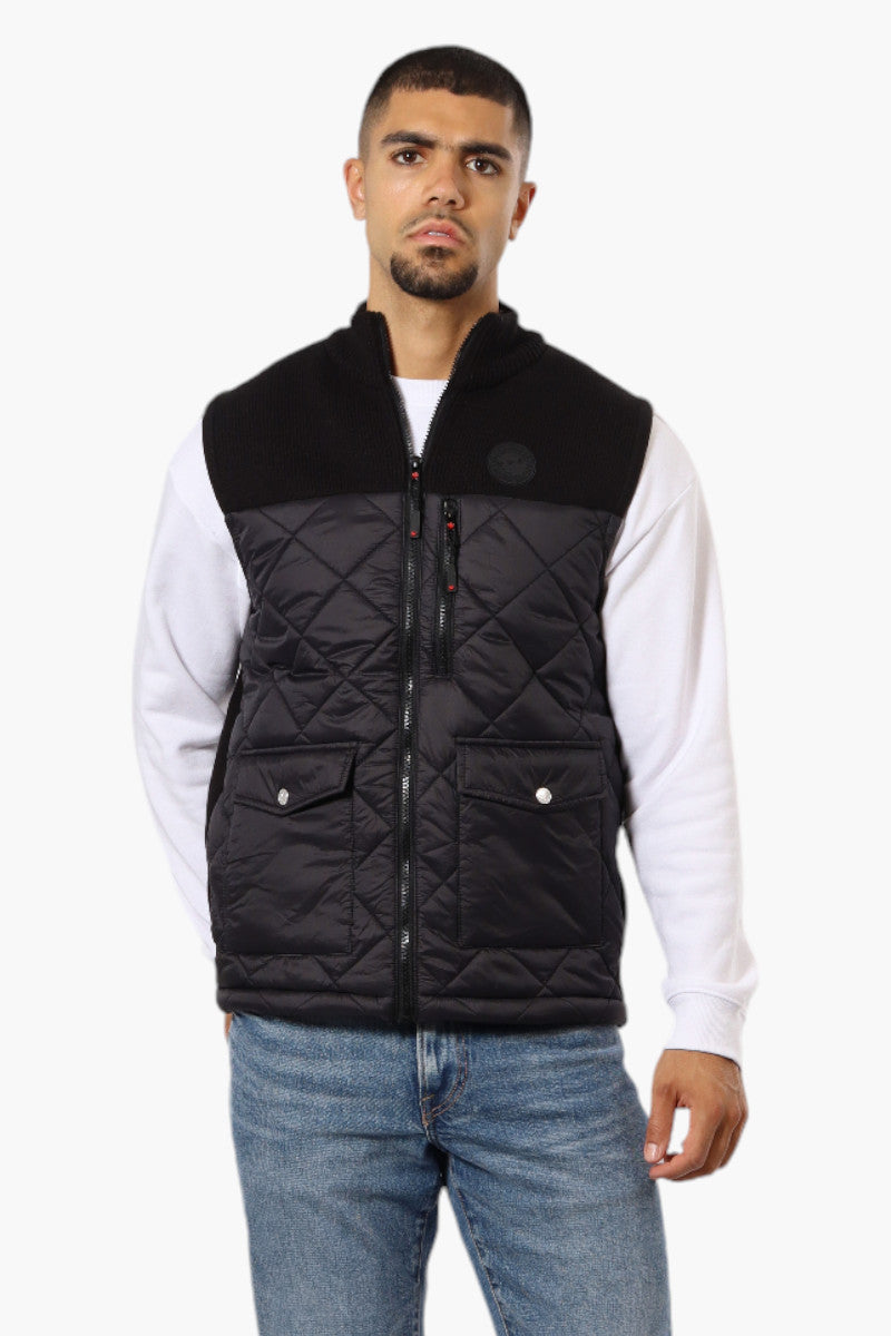 Canada Weather Gear Sweater Knit Polyfill Puffer Vest - Black - Mens Vests - International Clothiers