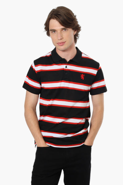 Vroom & Dreesman Striped Button Up Polo Shirt - Black - Mens Polo Shirts - International Clothiers