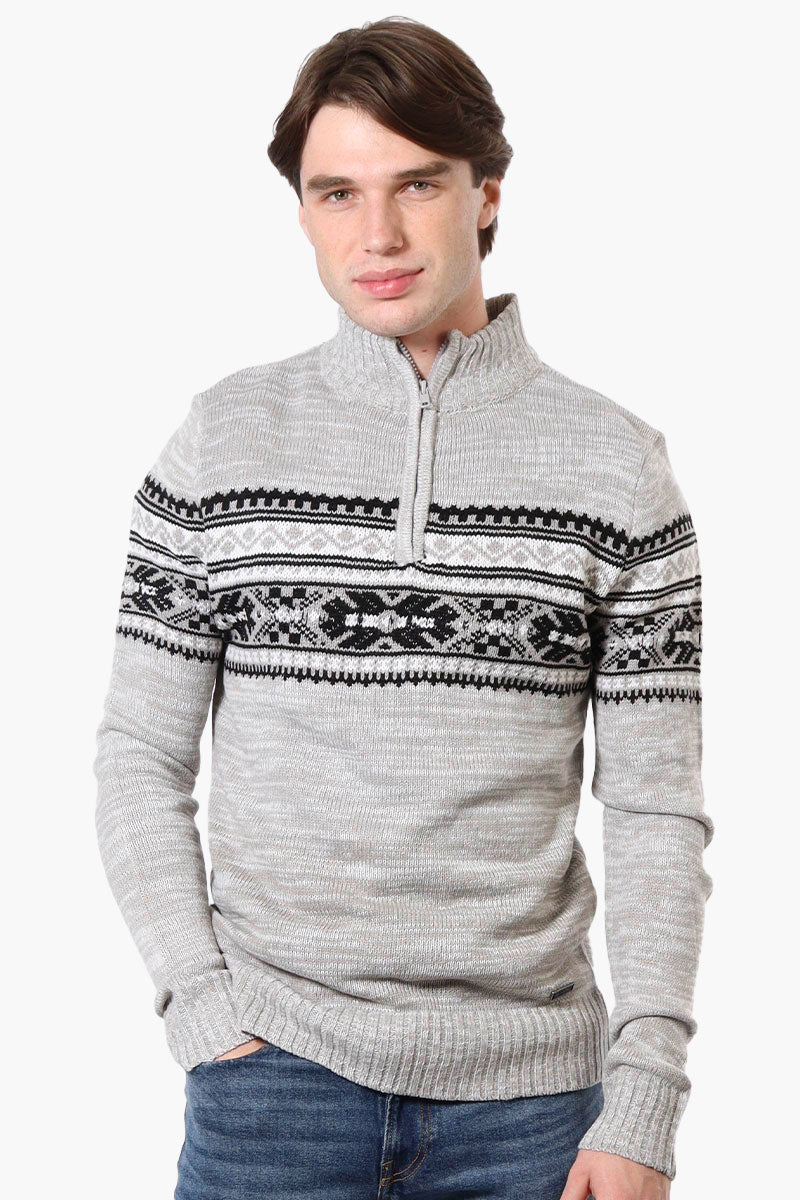 Canada Weather Gear Fair Isle Pattern Pullover Sweater - Grey - Mens Pullover Sweaters - International Clothiers