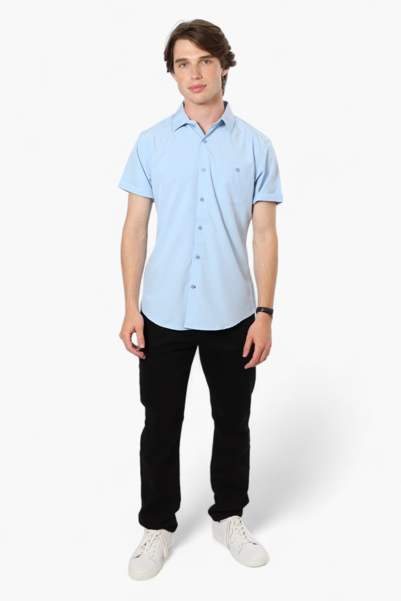 Jay Y. Ko Button Up Front Pocket Casual Shirt - Blue - Mens Casual Shirts - International Clothiers
