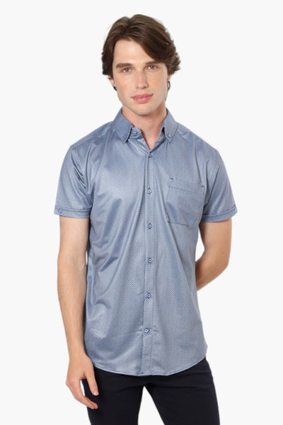 Jay Y. Ko Patterned Button Up Casual Shirt - Blue - Mens Casual Shirts - International Clothiers