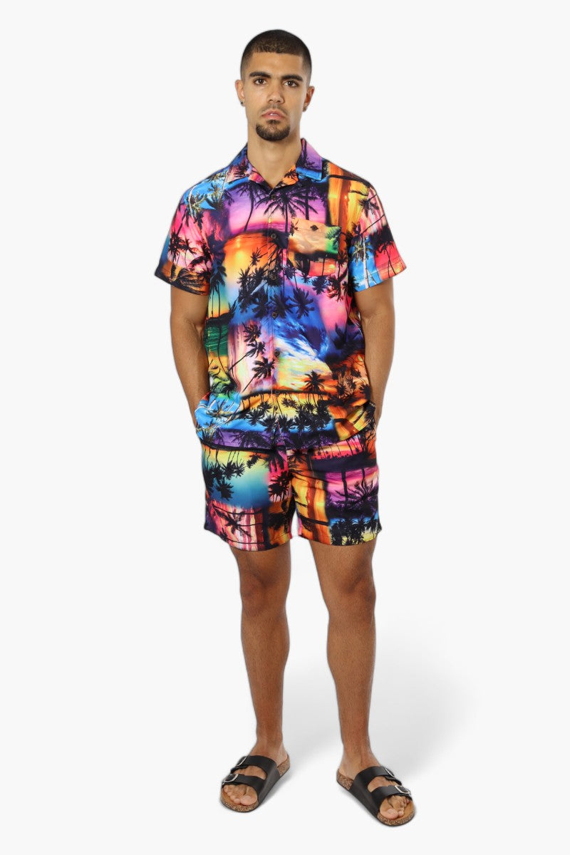 Boardsports Palm Tree Printed Tie Waist Shorts - Multi - Mens Shorts & Capris - International Clothiers